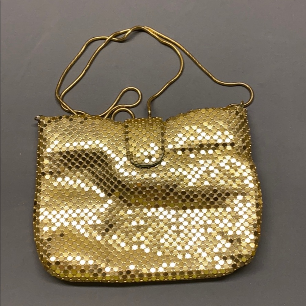 Gold sequin clutch